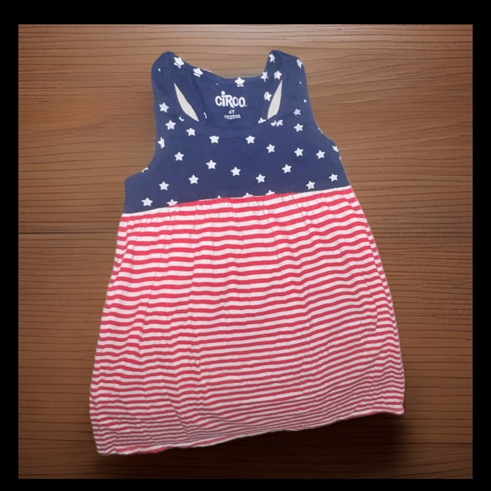 Circo Girls' 4T Navy & Red Striped Racerback Tank Dress With Bow Detail on Back